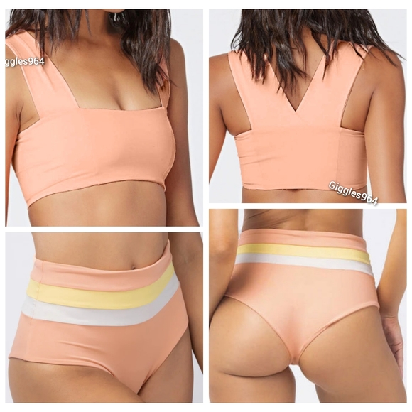 L*Space Parker Portia Bikini Set Tangy Orange Lemon Yellow White - Picture 6 of 6